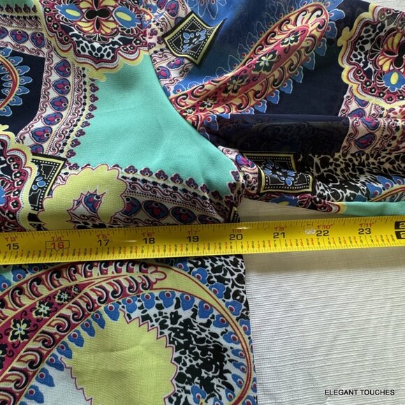 UMGEE Paisley Tunic Dress L Womens Boho Shift Colorful Knit Lined Flared Sleeve - Picture 10 of 12